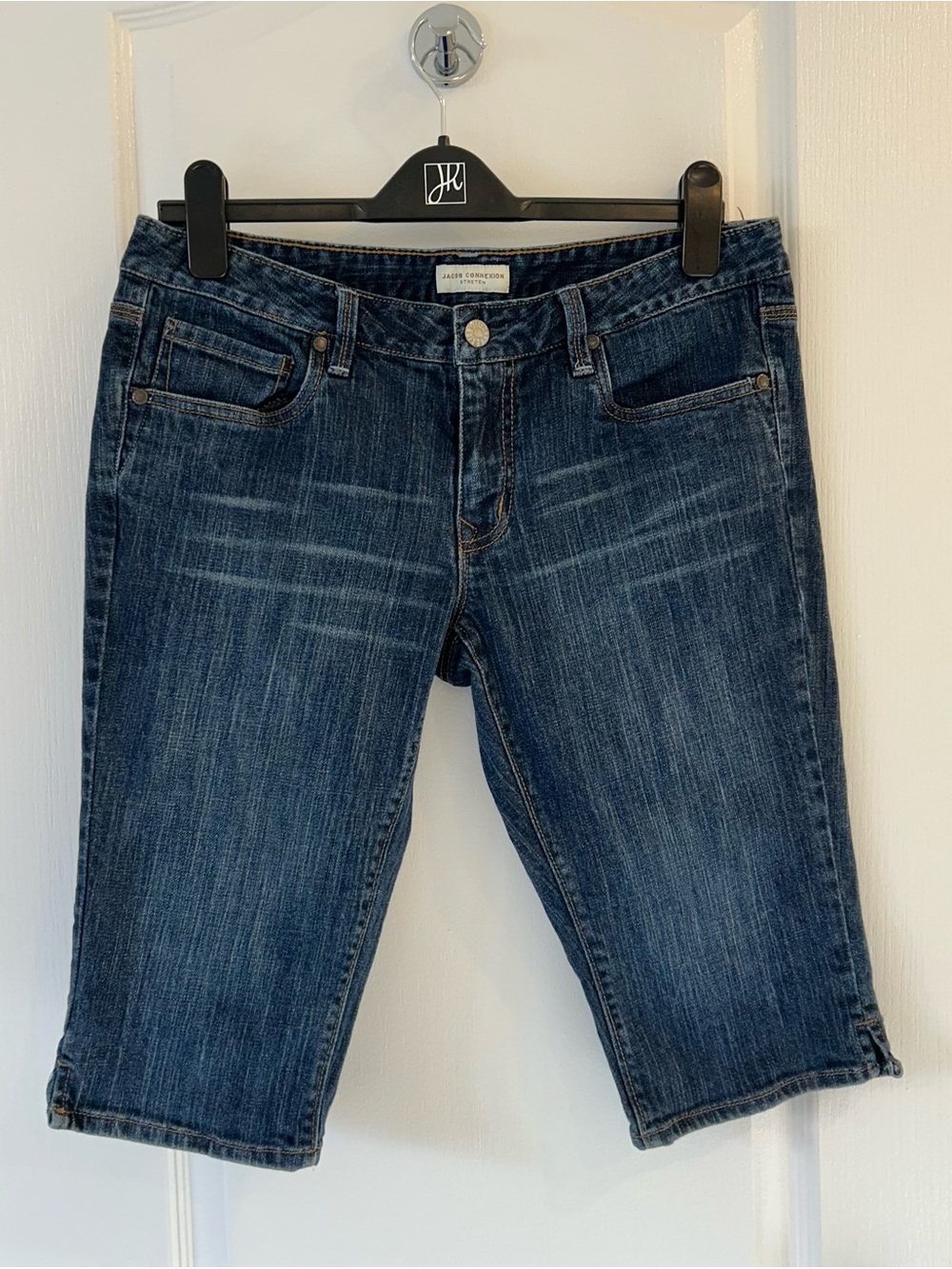 Jacob 🇨🇦 11/12 Stretch Women's Dark Blue Denim Bermuda Jean Shorts / Capri